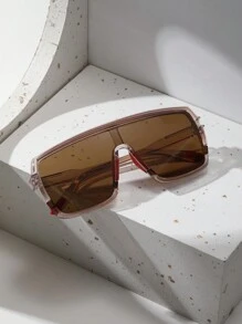 Large Frame Windproof Cycling Sports Glasses Sporty Square Glasses - Coffee Brown - View 1