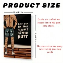 1入組，有趣的生日賀卡，祝您的生日像您的臀部一樣美好，非常適合在他們的生日向兄弟、家人和朋友送上 - 黃色 - 查看 2