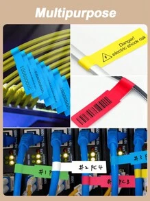 240片電纜標籤防水貼紙,自粘式電線防水彩色標籤與雙頭記號筆,可寫,可列印a4識別標籤電線標籤,適用於電子產品,標籤貼紙充電器線標籤標籤(8張/ 30張,8種顏色) - 8色(240貼) - 查看 8