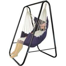 Hammock Chair Stand,Include Large Hanging Indoor Swing,MAX Load 500 LBS, Heavy-Duty Steel Hammock Stand For Indoor OutdoorGrey