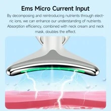 Facial And Neck Massager With 3-Color LED Light Settings, Perfect For Home And Travel, Makes A Great Gift - Black - View 6