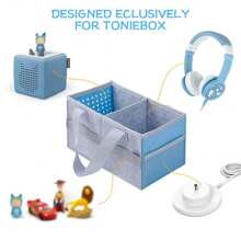 Bag Carrying Case For Toniebox Starter Set & Storage Box For Tonies Figurine Characters , Audio Player Speaker Felt Organizer Bag, Portable Travel Carrying Bag With Handle And Elastic On Two Sides, Folding Bag For Kids Toniebox & Accessories Headphones And Charging Station - Multicolor - View 4