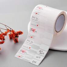 One Roll Natural Kraft Paper Handmade Sticker Labels For Jewelry Price Decoration, 500 Labels Per Roll, - Red and White - View 5