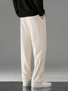 1 pieza Pantalón casual a cuadros para niño preadolescente, recto, para deportes al aire libre en primavera/otoño