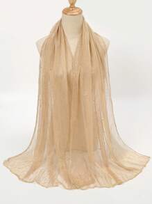 1pc Elastic Metallic Gold Thread Sheer Scarf Shawl Valentine's Day Valentines - Multicolor - View 13