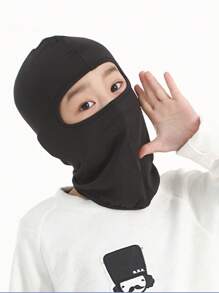 1pc Outdoor Children's Cycling Face Mask, Windproof Sports Headscarf, Inner Liner, Bicycle Hood, Hat - Black - View 1