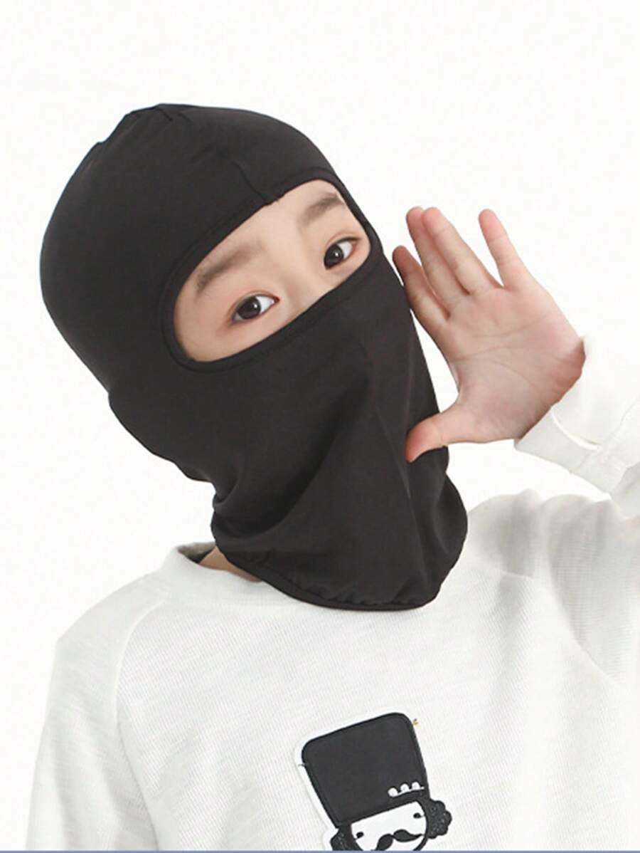 1pc Outdoor Children's Cycling Face Mask, Windproof Sports Headscarf, Inner Liner, Bicycle Hood, Hat - Black - View 1
