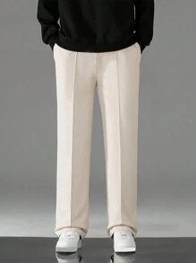 1 pieza Pantalón casual a cuadros para niño preadolescente, recto, para deportes al aire libre en primavera/otoño