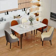 Dining Table Marble Dining Table Kitchen Table: Scandinavian Dining Table 120*70*76CM With Metal Legs For Dining Room White/Emerald/Grey - White - View 2