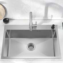 OYAJIA Edelstahl Einbauspüle Küchenspüle Waschbecken Spülbecken+Seifenspender 68x45cm