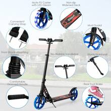 Folding Kick Scooter 2 Flash LED Light-Up Wheels Scooter T-Bar Adjustable Height - Black - View 3