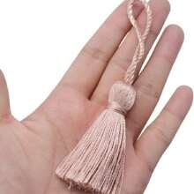 20pcs 4.3 Inch Handmade Silky Floss Mini Tiny Craft Tassels With 2-Inch Cord Loop And Small Chinese Knot For Earrings, Souvenir, Bookmarks, DIY Craft Accessory,Tags - Pink - View 3