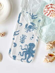 夏季1入組海洋繪畫海洋生物氣囊透明手機殼，適用於iPhone - 彩色 - 查看 2