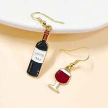 2pcs Mini Creative Red Wine Bottle Earrings Women Fun Food Jewelry For Wine Lovers Gift