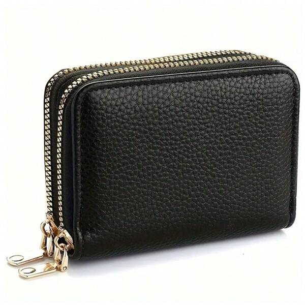 Women's Double Zipper Wallet - Large Capacity Credit Card Holder And Coin Solid Color Various Colors Available Business Casual For Women Wallet Purse Wallet Small Wallet