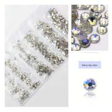 1728 Pcs Flat Back Crystal Glass Nail Art Rhinestones. 4#-12# 6 Sizes Mix DIY Decorations For Nails, Clothes, Bags, Hair Accessories, Cars, Beddings, Pendants, Etc. Suitable For Teenage Girls, Women Nail Art, Eye Makeup, Face Stickers, Jewelry Decoration Flat Back Rhinestones. 6 Bags Of Crystal Glass Flat Back Rhinestones. Nail Charms Nail Gems Nail Supplies