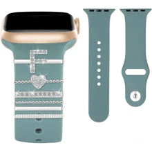 6pcs/Set Silicone Watch Band Decorative Loops For 38mm Apple Watch, Including Letter & Heart Printed Bands, Ideal Gift For Mother's Day, Father's Day And Festivals Valentines - Multicolor - View 30