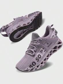 Valentine's Day Women'S Just So So Alphabet Running Lace-Up Shoes Festival Gift Non Slip Athletic Tennis Walking Blade Type Sneakers - Màu tím hoa cà - Xem 3