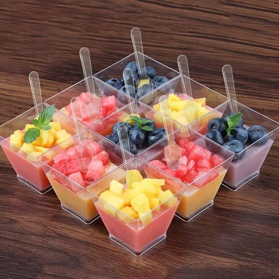 10pcs Dessert Cups, Transparent Reusable Plastic Buffet Appetizer