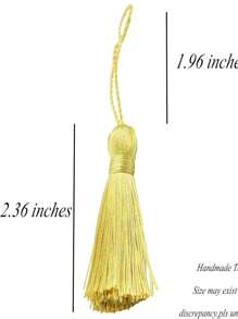 20pcs 4.3 Inch Handmade Silky Floss Mini Tiny Craft Tassels With 2-Inch Cord Loop And Small Chinese Knot For Earrings, Souvenir, Bookmarks, DIY Craft Accessory,Tags - Gold - View 4