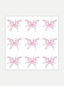 Tatuaje temporal lavable en rosa con diseño de pequeña huella de gato y fuegos artificiales, bonito, unisex, resistente al agua y al sudor, desechable - Rosa - Ver 9