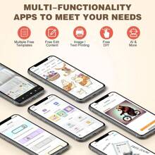 迷你熱感印表機、便攜式無墨標籤貼紙機、手機印表機、附帶膠帶無線標籤印表機、免費剪裁小型口袋印表機，適用於記事本和兒童 DIY，相容於 IOS 和 Android - 白色 - 查看 6