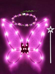 3pcs Lighting Fairy Butterfly Wings Party Stage Performance Photography Costume Props Ideal Choice For Gifts (Without Batteries) Halloween