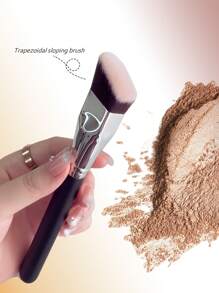 1 Large Oblique Head Foundation Make-Up Brush, Professional Synthetic Makeup Brush, Used For Contour Shaping,Foundation Brush,Concealer Brush,Blush Brush,Contour Brush,Blush Brush,Bronzer Brush,Powder Brush,Foundation Brush,Blush Brush - Silver - View 2