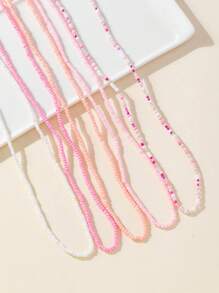 5 Stücke Elastische Reiskornperlen In Mehrfarbig, Modische Und Vielseitige Taille, Hand Und Halskette Kette