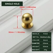 1pc Solid Aluminum Alloy Cabinet Knobs, Modern Golden Pulls Cabinet Drawer Dresser Handles Knobs, Polished Finish - Gold - View 9