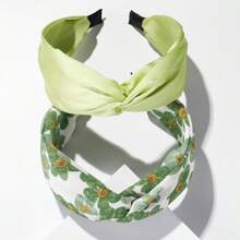 2 diademas de tela con diseño floral teñido anudado, con decoración de cruz, de color liso, accesorios para el cabello, accesorios para la cabeza. - Multicolor - Ver 11