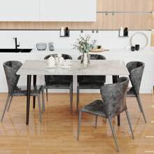 Dining Table Marble Dining Table Kitchen Table: Scandinavian Dining Table 120*70*76CM With Metal Legs For Dining Room White/Emerald/Grey - White - View 5