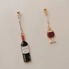 2pcs Mini Creative Red Wine Bottle Earrings Women Fun Food Jewelry For Wine Lovers Gift