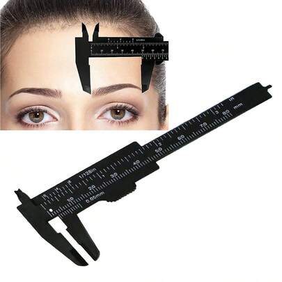 1 Pieza Regla Portátil De Cejas De Plástico, Calibre Vernier, Regla De Tatuaje, Regla, Herramienta De Medición De Maquillaje Permanente De Plástico