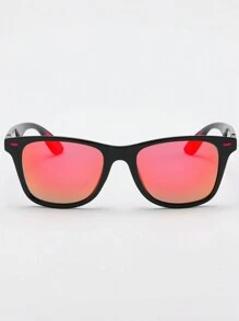 POLASUP Kính một tròng, thiết kế cổ điển dành cho du lịch và leo núi, kính lái xe câu cá, màu đỏ, đinh tán đỏ với miếng đệm silicon giảm sốc, phong cách đường phố thời trang, phù hợp cho mọi mùa, unisex, phong cách Steampunk, kính in họa tiết da báo Y2K không gọng, màu sắc cổ điển sang trọng, gọng kính lớn nhiều màu sắc hình vuông hoặc oval, phù hợp cho du lịch, lái xe, câu cá, cắm trại, đạp xe, leo núi, chạy bộ và nhiều dịp khác. - Tròng kính phân cực nhiều lớp màu đỏ gọng đen/phụ kiện màu đỏ - Xem 4