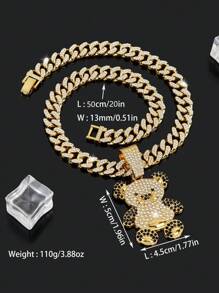 嘻哈大熊頭吊墜項鍊冰鎮頸部珠寶配鏈庞克嘻哈中性頸飾禮物 - 可愛小熊 - 查看 5