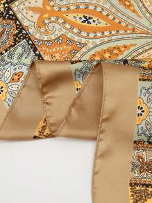 1 件 Bandana 风格佩斯利印花围巾，男士仿丝方形头巾，时尚围巾，适合日常使用，男士配饰，男士围巾 - 彩色 - 查看 2