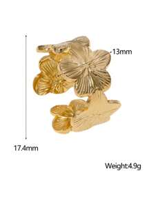 1 szt. Retro wiejski styl stal nierdzewna w kształcie kwiatu otwarty pierścień z unikalnym wzorem, idealny dla kobiet do noszenia na codziennych imprezach walentynkowych