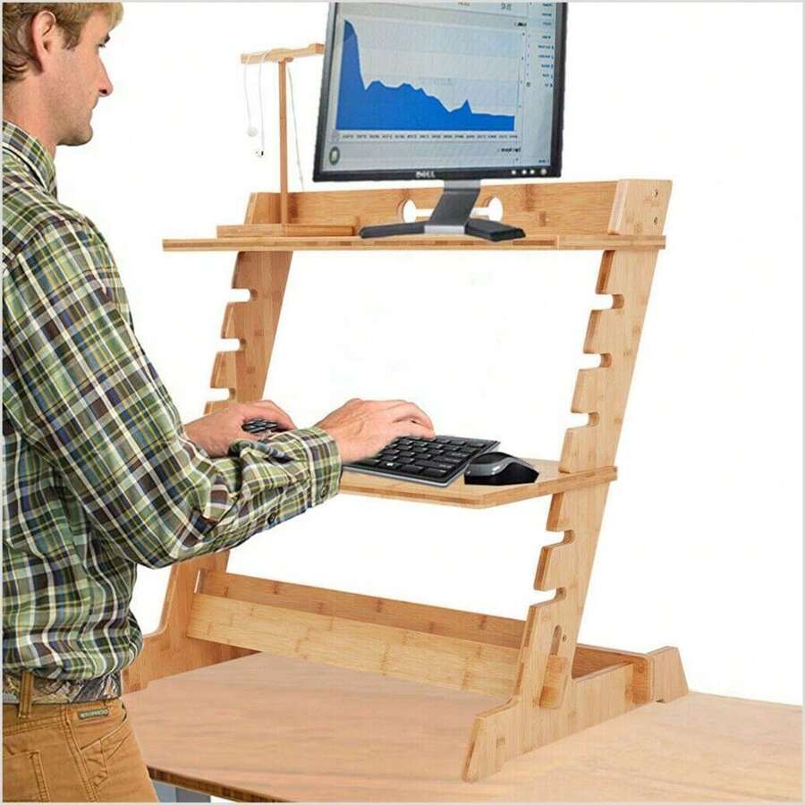 7 Levels Laptop Desk Riser Working Study Reading Dual Monitor Stand ...