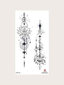 1 pieza de calcomanía temporal de tatuaje de PVC, resistente al agua, al sudor, no reflectante, con un patrón misterioso vertical de un brillante ramo de lotos, adecuada para su uso diario a la moda, se puede lavar,tatuajes maquina para tatuar tatuajes falsos