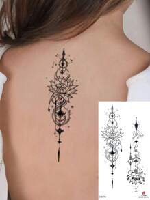 1 pieza de calcomanía temporal de tatuaje de PVC, resistente al agua, al sudor, no reflectante, con un patrón misterioso vertical de un brillante ramo de lotos, adecuada para su uso diario a la moda, se puede lavar,tatuajes maquina para tatuar tatuajes falsos