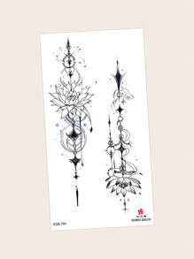 1 pieza de calcomanía temporal de tatuaje de PVC, resistente al agua, al sudor, no reflectante, con un patrón misterioso vertical de un brillante ramo de lotos, adecuada para su uso diario a la moda, se puede lavar,tatuajes maquina para tatuar tatuajes falsos