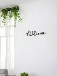 黑色鐵製XOXO掛牆裝飾，附「Welcome」英文字母和家庭臥室牆壁裝飾標誌 - 黑色 - 查看 2