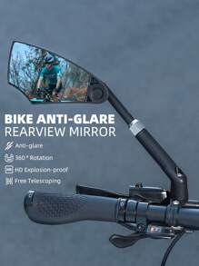 WEST BIKING Ein WEST BIKING Anti-Glare Fahrrad-Rückspiegel für Links - Ausziehbar, bruchsicher, Mountainbike-Reflektor Radfahren Ausrüstung