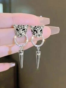 1pair European & American Style Personalized Hip-Hop Women's Airy & Novelty Leopard Earrings