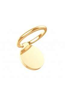 1pc Round Metal Ring Holder 360° Rotation Desktop Phone Stand, Slouchy Finger Ring Stand - Round Full Metal Rose Gold - View 4