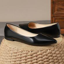 MonaNise Women's Pointed Toe Fashionable Slip-On Flats For Outdoor In Purple, Champagne, Red, Yellow, Black, Comfortable Casual Versatile - Black - View 4