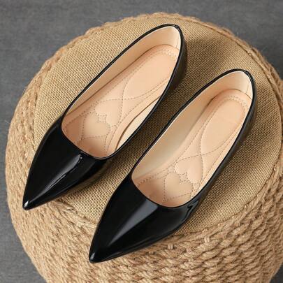 MonaNise Women's Pointed Toe Fashionable Slip-On Flats For Outdoor In Purple, Champagne, Red, Yellow, Black, Comfortable Casual Versatile