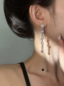 1pair Dark Style Ab Design Tassel Earrings - Multicolor - View 2