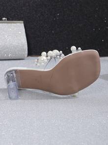 Trân châu Cao gót Của phụ nữ , Trong suốt Gót chân Dép đi trong nhà - trắng - Xem 6